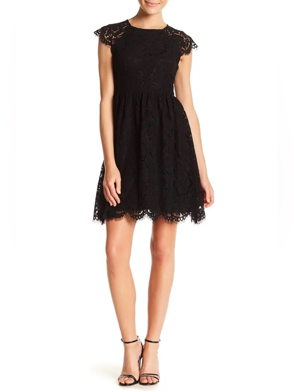 H&M Black Lace Cap-Sleeve mini dress
